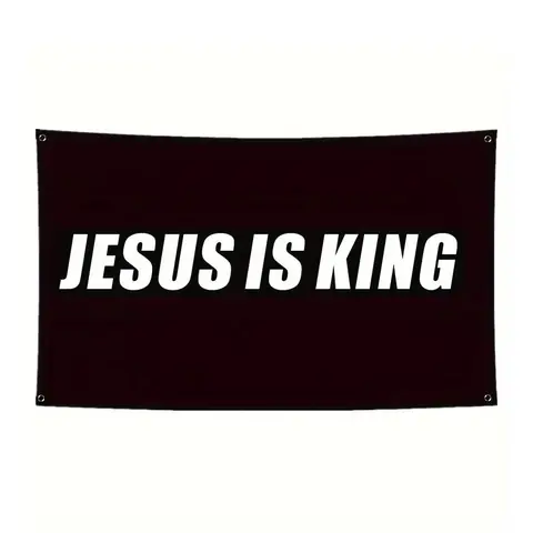 3x5 Feet Christian Flag, JESUS IS KING Banner Flag, Double Stitched, Indoor Outdoor Use, Durable with 4 Brass Grommets, Wall Decor Banner, Home Decor Banner, Decorations Supplies, Living Room Wall Decor, Decoration Items