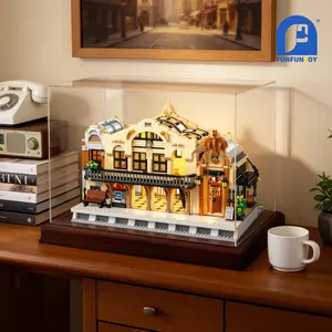 3220pcs Large Size Steam Train Station Building Block Toy Set with Lights, Ideal Gift for Boys, Educational Construction Kit