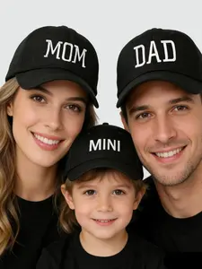 Family Matching Embroidered Baseball Cap, Mom/dad/mini Letters, Casual All Season Sun Protection Hat, Unisex Outdoor Wear, Fit