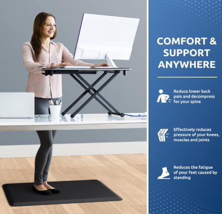 Kitchen Mat Cushioned Anti Fatigue Rug Water Resistant Non Slip Standing Comfort Desk Floor Mats for House Sink Office Black