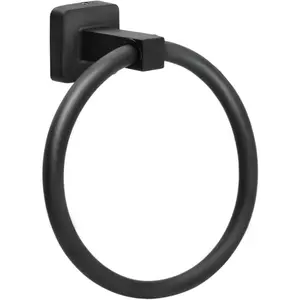 Towel Holder for Bathroom Wall Matte Black Towel Ring Hand Towel Holder Stainless Steel Heavy Duty Towel Hanger for Bath, Kitchen (Black)