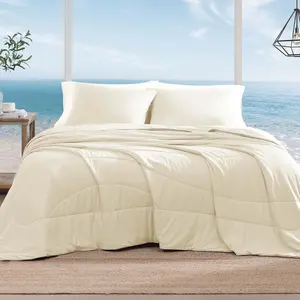 ChillChilla Cooling Comforter  Size-3 Pieces Cooling Blankets for Hot Sleepers and Night Sweats, Double-Sided Summer  Comforter Set, Breathable Lightweight Blanket Cream White