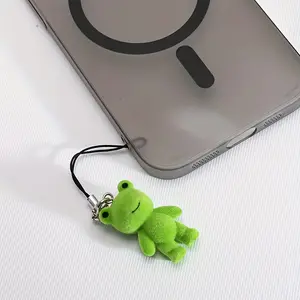 Handmade-like Realistic Lime Green Flocked Resin Frog Charm - Soft -like Amphibian Pendant for DIY Crafts, Keychains, Phone Lanyards, Earrings & Hair - Collectible Animal Charm (No Parts)
