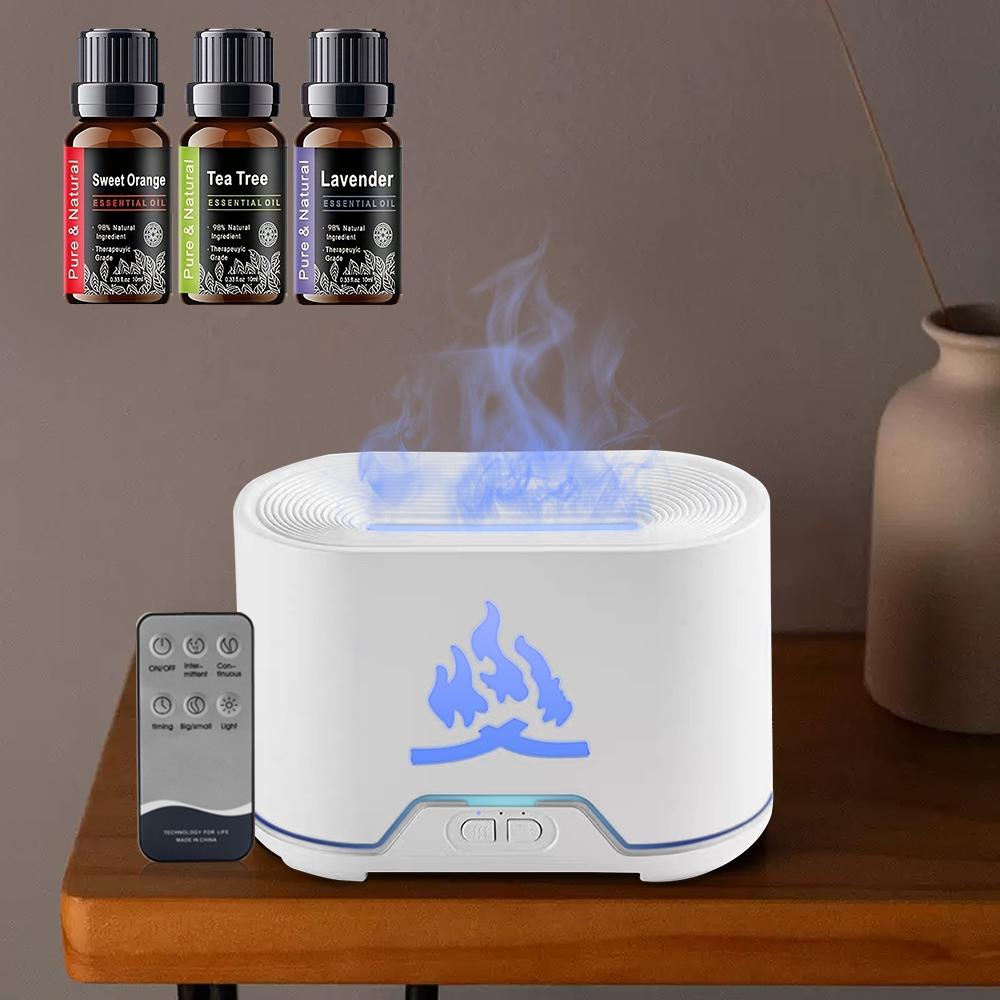 Remote Control Aromatherapy Diffuser with Simulated Flame Lamp Air Humidifier Bedroom Essential Oil Diffuser 300ml for Relaxation aroma life shop usb colorful operation mini 2-in-1 travel