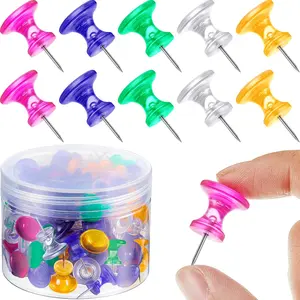 60 pcs Giant Push Pins Large Thumb Tacks Jumbo Tacks 1 Inch Plastic Heads Pins for Cork Board Map Posters Office School(Rose Red, Yellow, Blue, Green, Clear)