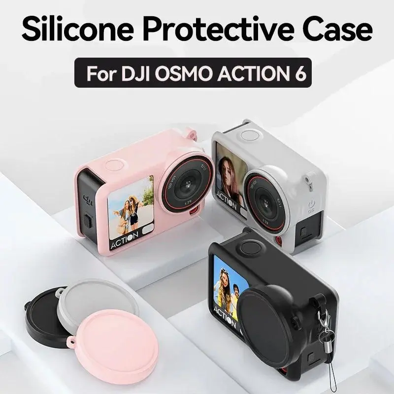 DJI Osmo Action 6 Camera Accessory Kit - Magnetic Silicone Protection Cover, Screen Protector, Lens Cap, Storage Bag