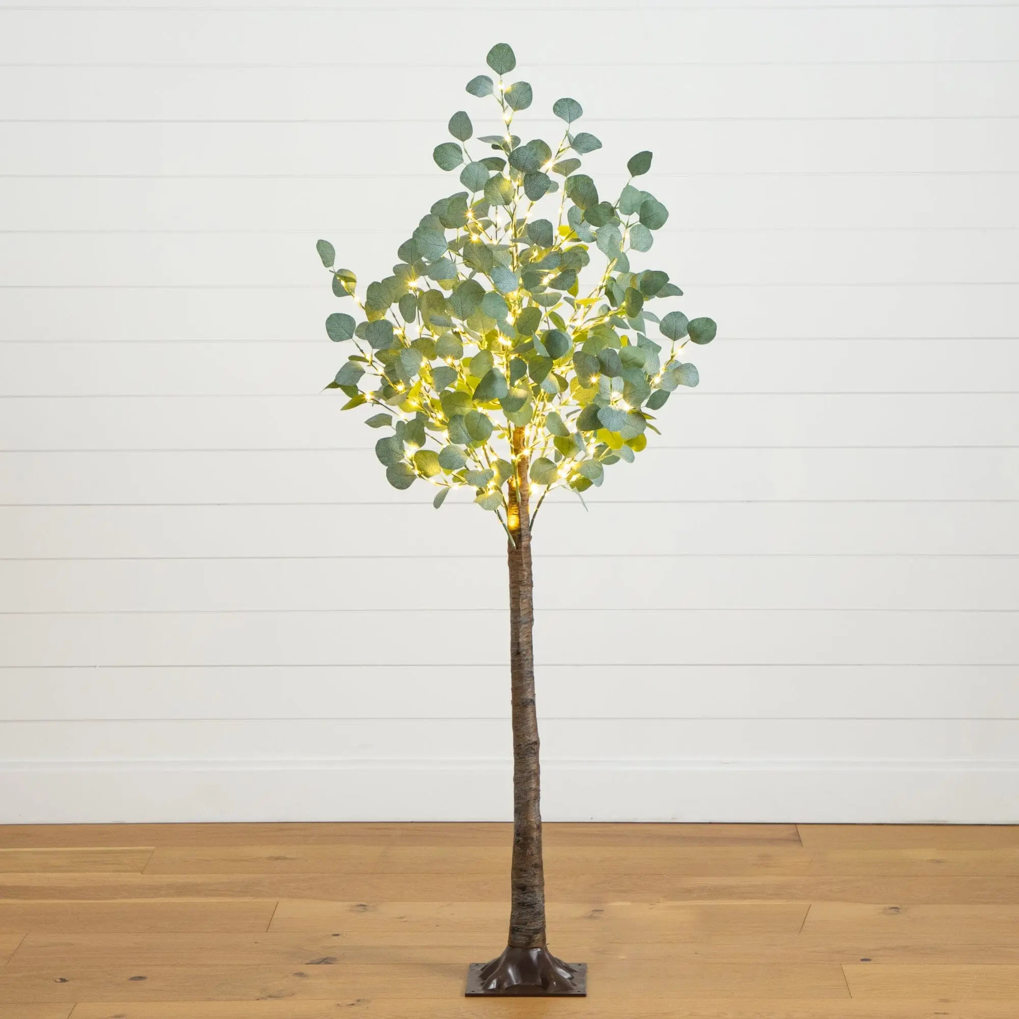 5ft Lighted Artificial Eucalyptus Decorative Tree with Leaves, 300 Warm White LED Lights, Adjustable Customizable Branches, Botanical Aesthetic Centerpiece for Home Decor, Indoor All-Season Display, Lighted Tree