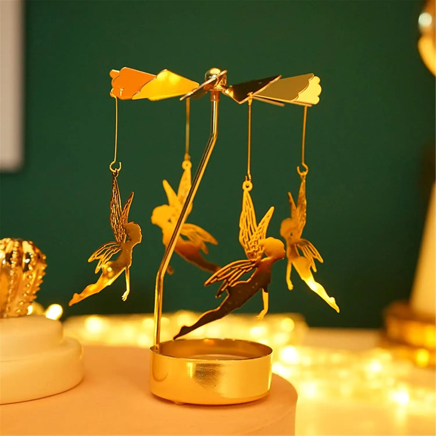 Rotating Candle Holder,  Spining Metal Tealight Candle Holder for Christmas, Valentine's Day, Party Table Decor, Wedding (Fantasy )