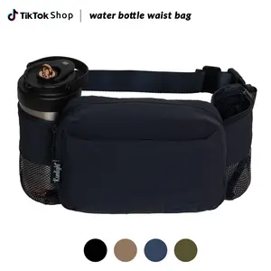 Water Bottle Carrier Bag with Phone Pocket,Lightweight Waist Pack,Adjustable Belt Bag with Multi-Pockets for Hiking, Dog Walking,Outdoor, Cycling, Running, Travel, Cup Accessories