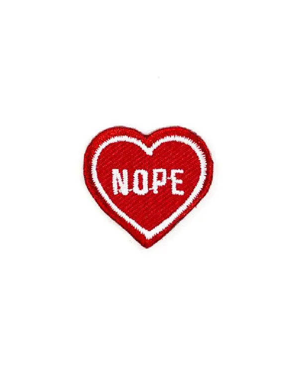 Miniature Nope Heart Embroidered Sticker Patch - 1 Peel-Stick Backing Patch, Easy to Apply for Leather Purse, Guitar, Laptop Crafting (Toys & Hobbies, DIY, Scrapbooking & Stamping)