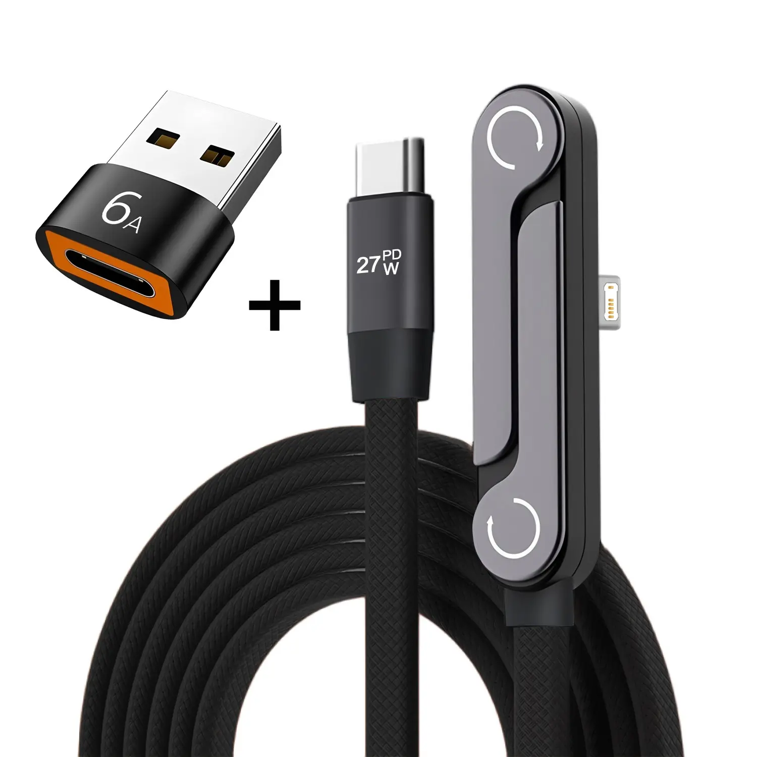 1pcs Phone Charging Cable with Stand Pd27w Fast Charging Data Cable for iOS Devices, 2-In-1 Design with USB Adapter Option, Lightning Cord, Electronic Mobile Accessory, Wired Fast Charge