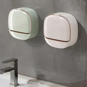 Adhesive Soap Holder for Shower Wall with Drainage Box, Waterproof Shower Bar Soap Holder Tray, Bathroom Stick on Soap Dish Wall Mounted, Kitchen Bath Hand Skin Soap Caddy Organizer, White