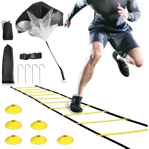 Agility Ladder Speed Training Ladder Workout Ladder with 6 or 10 Cones 12 Rung 20ft with Resistance Parachute