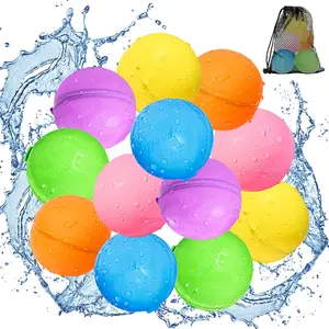 Reusable Water Balloons 12 Pack Refillable Self Sealing Quick Fill Latex-Free Silicone Water Bombs Outdoor Summer Toys for Kids Adults Pool Beach Birthday Gifts