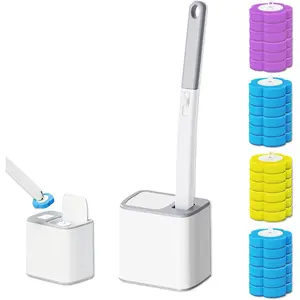 Disposable Toilet Brush,Toilet Bowl Cleaner,Toilet Cleaning Supplies,Toilet Bowl Brush,Automatic lid-Opening and Closing Toilet Brush with Holder, 24 Refills for Cleaning and Bathroom Maintenance, Wall-Mount Scrubbing Toilet Brush Bathroom Cleaning Kit