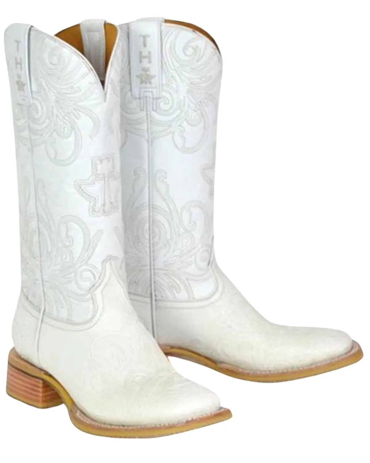 Tin Haul Women's Women'S White Wedding Western Boot Broad Square Toe - 14-021-0007-1513 Wh
