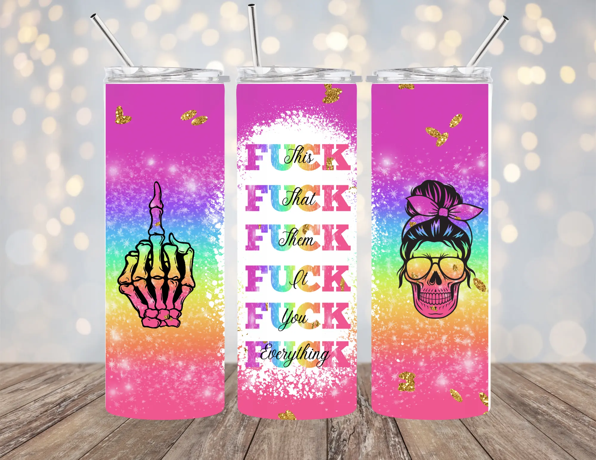 20 OZ SARCASTIC TUMBLERS VIBES INSULATED SKINNY TUMBLER W/ STRAW