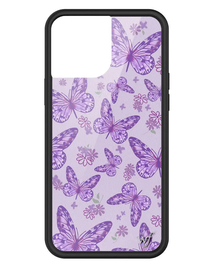 Lavendar Butterfly | Limited Edition Trendy iPhone Case | Raised Protective Black Bumper | Women Owned Small Business | Lavendar Background Violet Butterfly Patter Aesthetic Design | Safety Casing Protective | Gift for Her