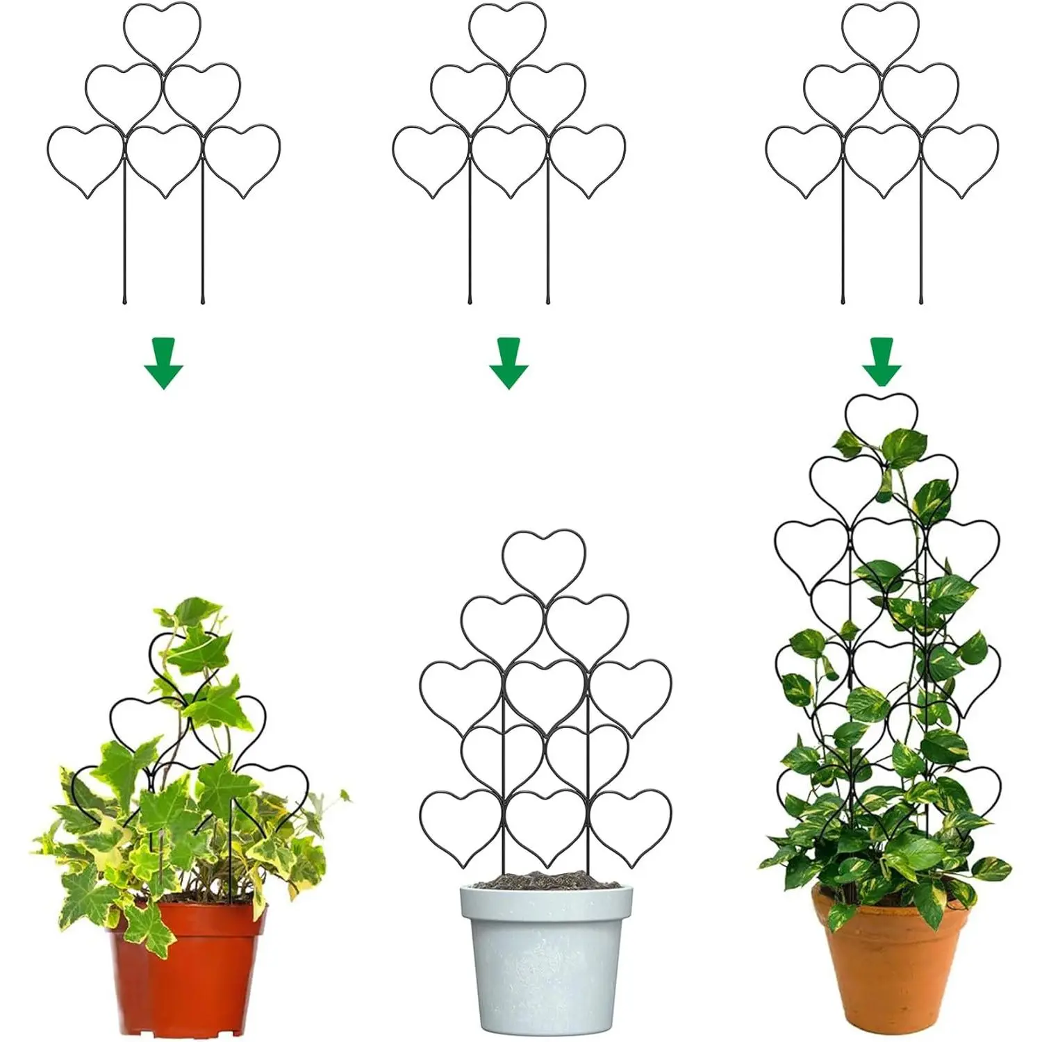 Trellis for Climbing  Indoor Outdoor,  3 Pack Stackable Metal Trellis - Small Garden Trellis for Potted , Vine Support for Ivy, , DIY  Deco