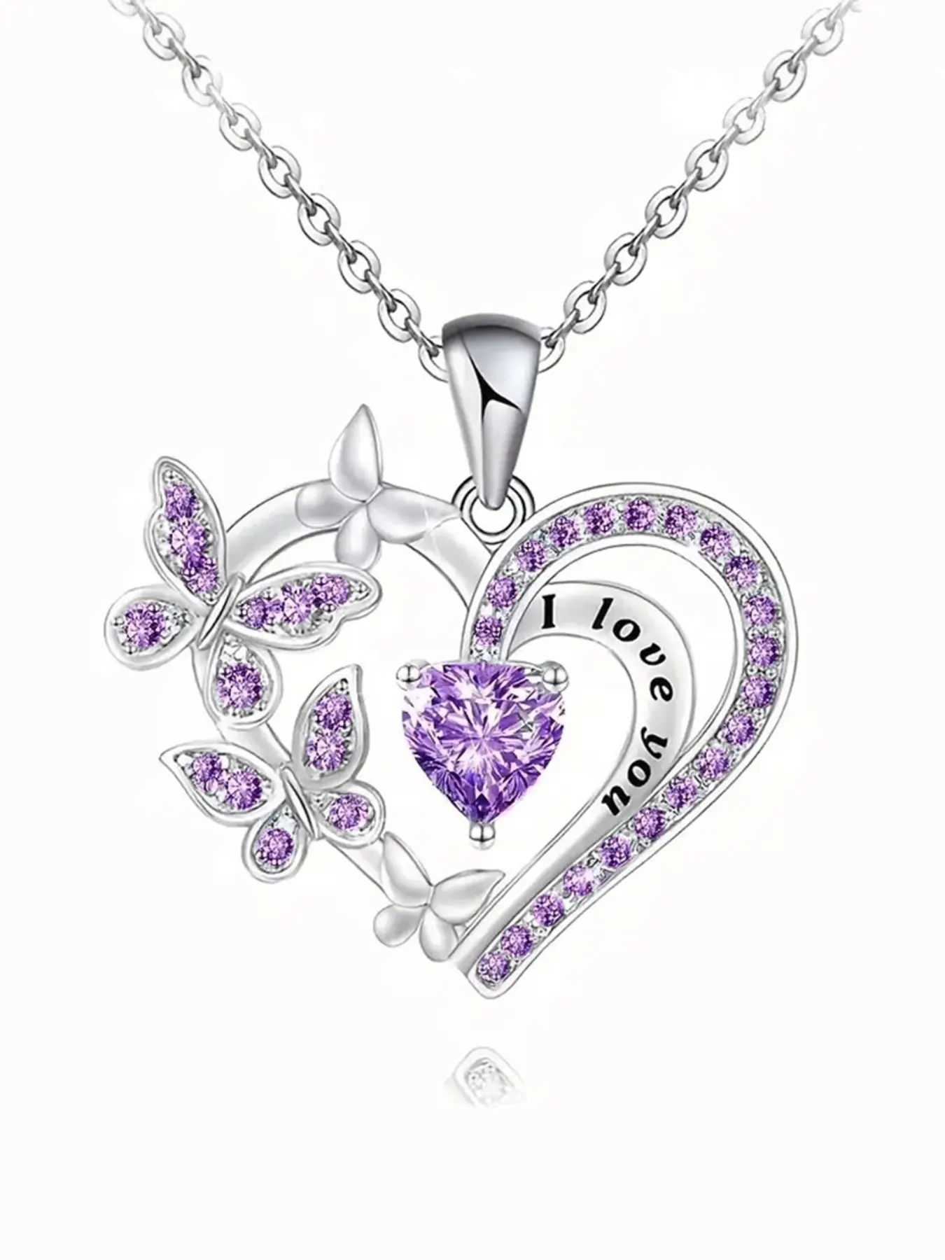 Elegant Butterfly Heart Necklace for Women with Imitation Crystal Pendant, Sparkle Hearts Necklaces, Perfect Jewelry Gift for Birthdays and Anniversaries, Ideal for Dates and Parties
