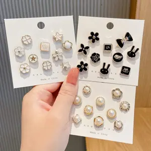 10 Counts Brooch Buttons for Women, Mini Instant Buttons Pins, Assorted Brooch Pins, Pearl Rhinestones Shirt Lapel Brooch Pins, Cover Up Buttons Pins for Clothes Coat Dress Jeans Hat Bags Decor