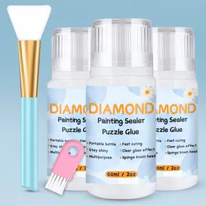 Diamond Painting Glue Set, 60ML/120ML/180ML Diamond Art Adhesive, Permanent Sparkling Diamond Art Sealer Kit, Protects Diamond Paintings