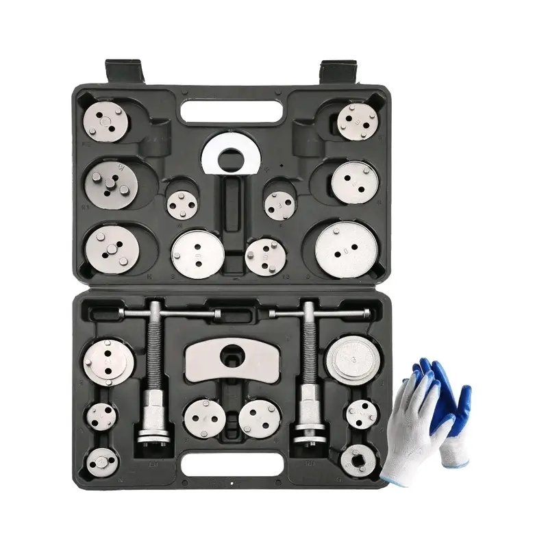 24PCS Heavy Duty Disc Brake Caliper Tool Kit - Piston Compressor Rewind Tool for Pad Replacement Reset, Fits Most American, European, Japanese Autos (Black)
