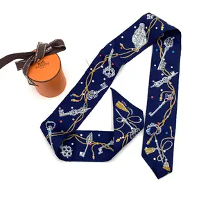 Pre-owned HERMÈS Silk Bag Accessories Les Cles a Pois Twilly Scarf #2902