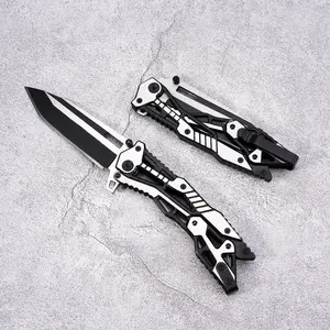 Portable EDC multifunctional tactical outdoor folding knife with a unique mechanical opening mechanism; pocket/belt clip for convenient everyday carry; specialized outdoor cutting tool for climbing and fishing; essential for camping and hiking.