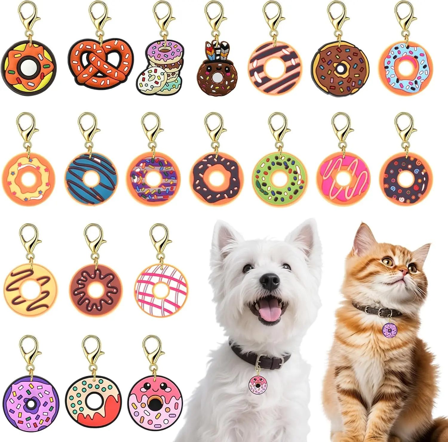 Dog Collar Charms Pendant with Lobster Clasp Clip-on Charms 20PCS | Cat Collar Charms Zipper Pull Charms for Backpack Bag Wallet Coat Keychain Pet Necklace Home Decor Party Favor Gifts