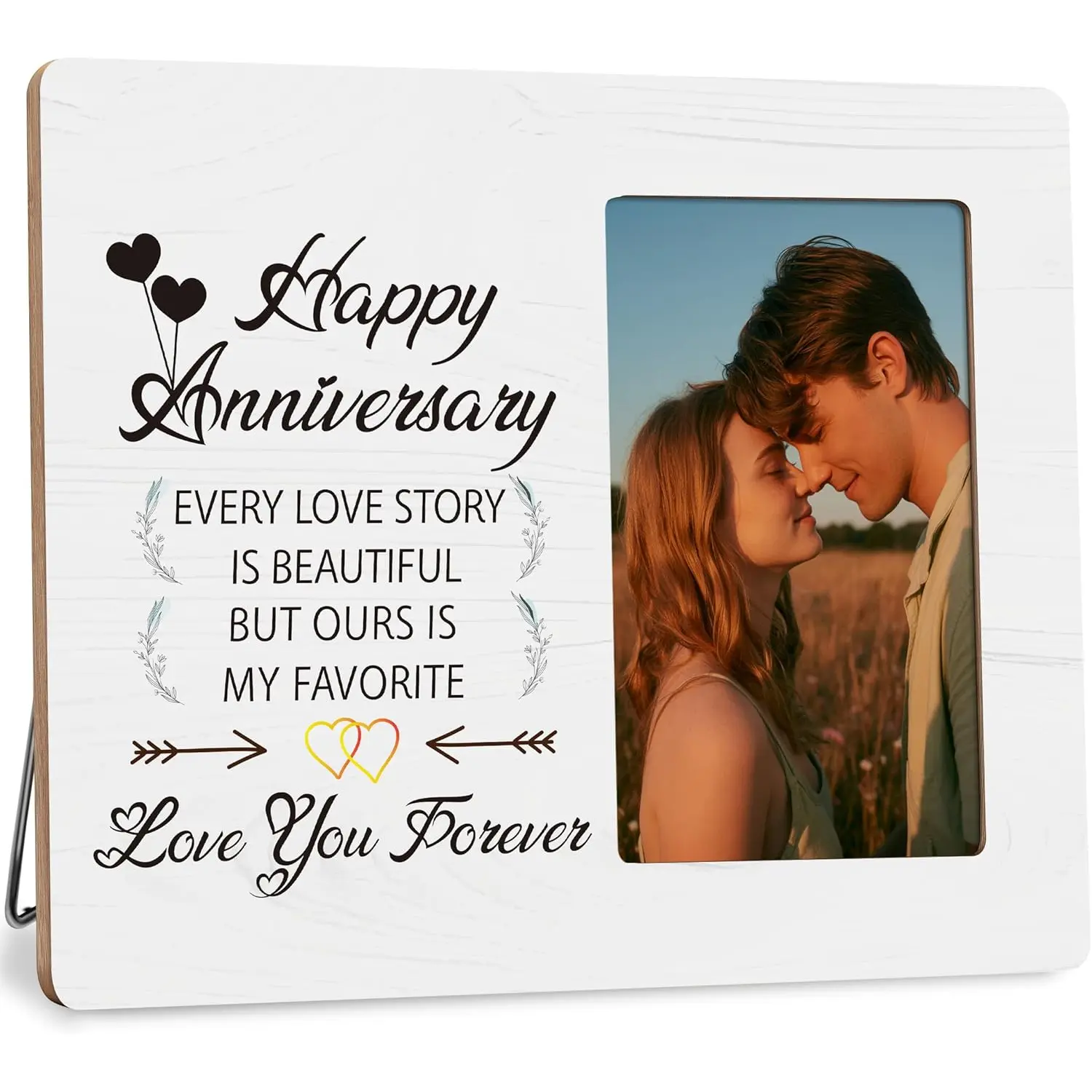 Happy Anniversary Picture Frame for Couples Women Men, Wedding Gift for Wife Husband Frames Fits 4x6 Photo