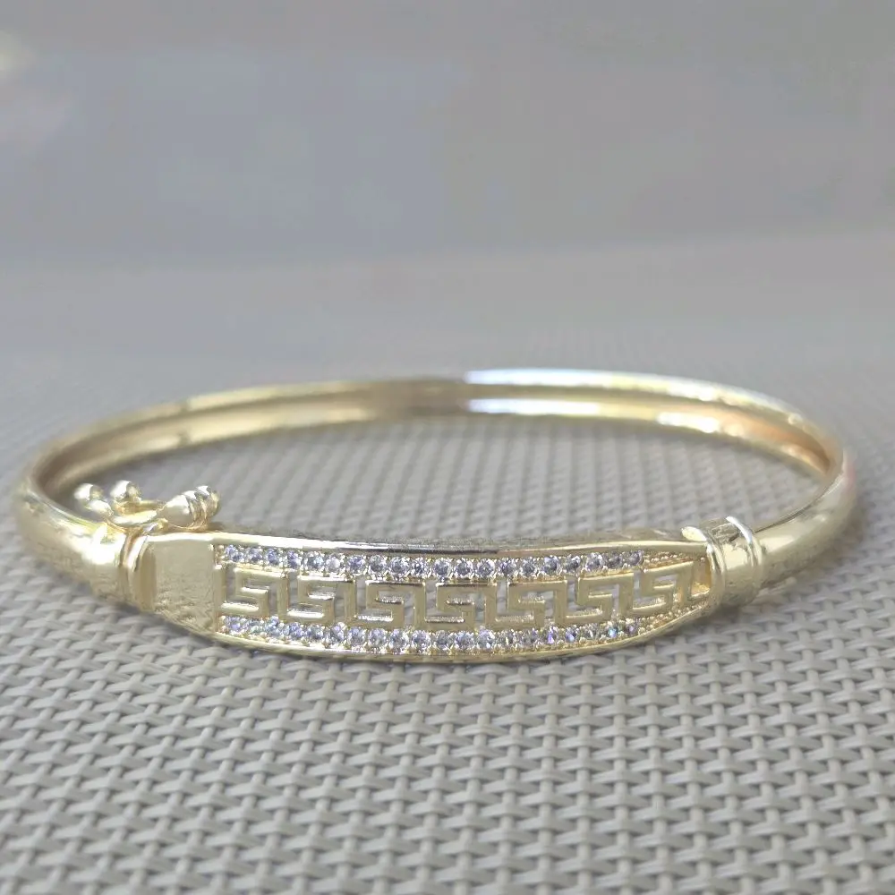 Athena Greek Key Crystal Bangle