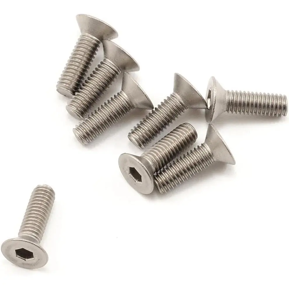 Titanium Countersunk Head Hex Screws, M3 x 10 Metal Fasteners, 8-Pack for Crawlers, High-Durability Titanium Metal Screws for Enhanced Performance, 8 Titanium Screws
