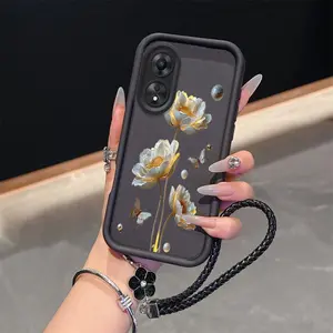 A58 5G flower butterfly suit lanyard phone Case For OPPOA58 5G with TPU shock proof design perfect for popular