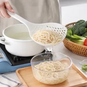 1 Piece Large Perforated PP Skimmer Strainer, Deep Wide Design for Draining Noodles, Dumplings, Vegetables and Fruits in Home Kitchen