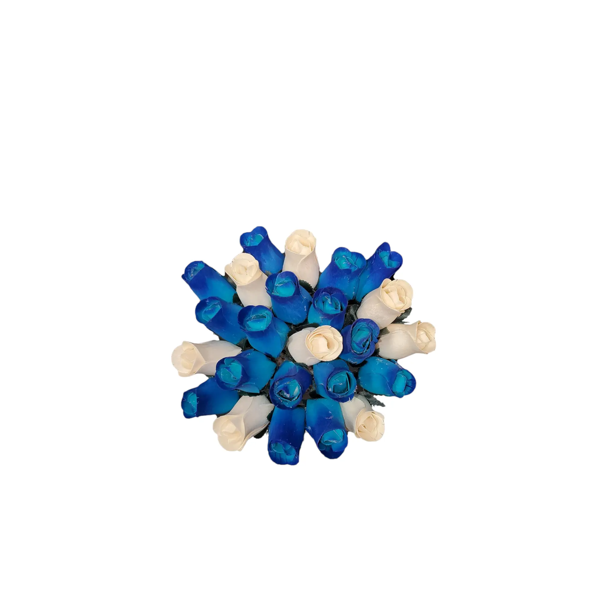 Blue/Cream Wooden Rose