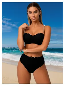 Pearl Bikini Set for Women - Sexy Two Piece Swimsuit Bathing Suit; Shell Pattern Beachwear;  Spring & Vacation Swimsuit; Padded Push Up Bikini