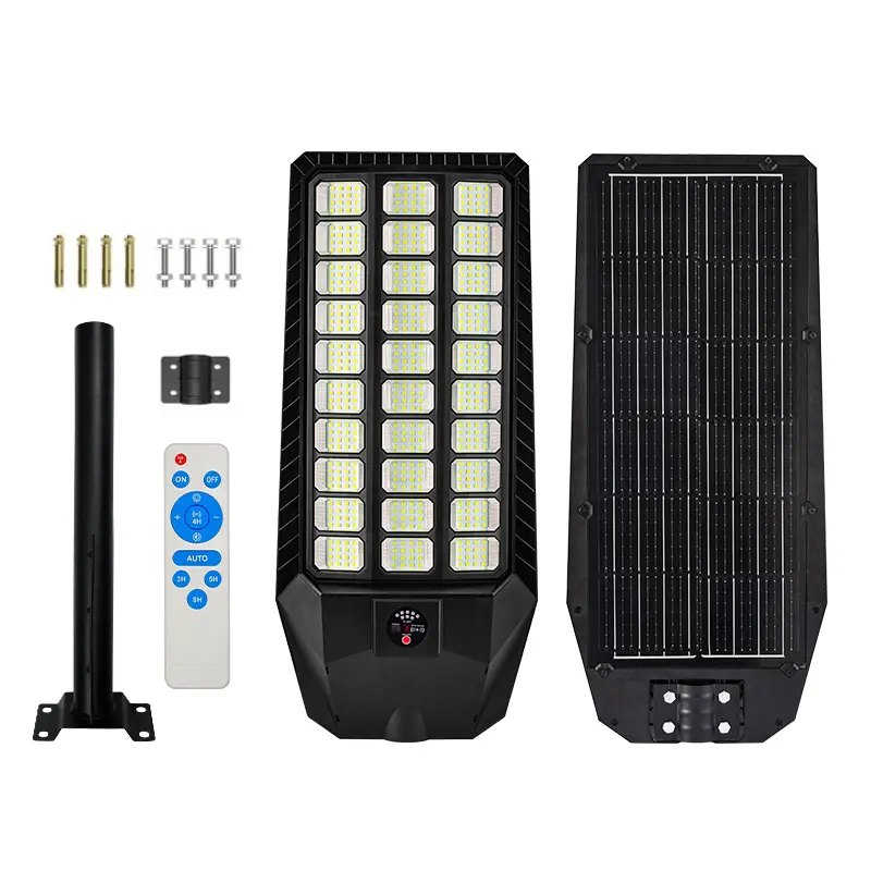 Qawtor Advanced Solar Street Light Outdoor 5054 SMD LED Ultra Bright Security Lamp with 3 Lighting Modes, Motion Sensor & Remote Control, Solar Powered Wall or Pole Mounted Light with ABS Housing, IP65 Waterproof for Yard, Garden, Garage and Street