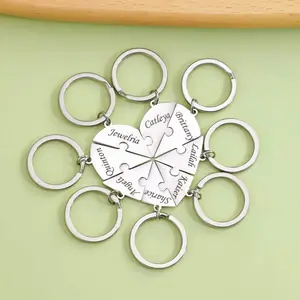 [Engraving(Y6)]Family/Sibling/BFF Gift Personalized Heart Puzzle Piece sKeychain Charms birthday gift anniversary gift fashion valent  personal stylestylish giftine