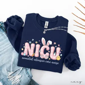 NICU Nurse Easter Sweatshirt, Neonatal Intensive Care Nurse T-Shirt, Cute Bunny NICU Nurse Sweater, Neonatal Nurse Pullover, NICU Crewneck Gift