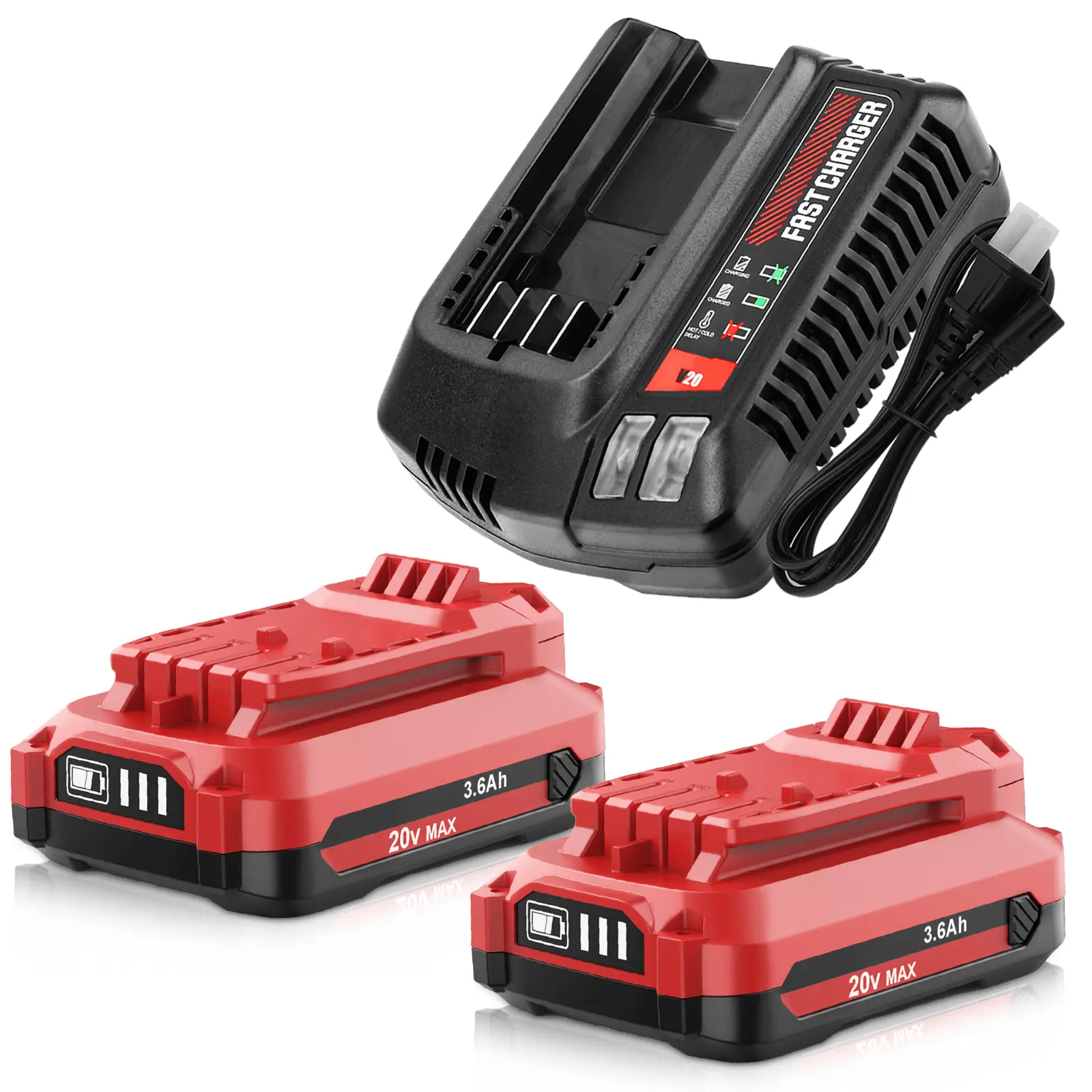 Durable Lithium Replacement Battery Kit for Craftsman 20V CMCB204, 2-Pack 3.0Ah High Capacity for Power Tools, Durable Lithium Battery
