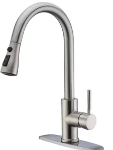 Single Handle High Arc Brushed Nickel Pull Out Kitchen Faucet,Single Level Stainless Steel Kitchen Sink Faucets with Pull Down Sprayer,Suitable for Laundry Rv Bar