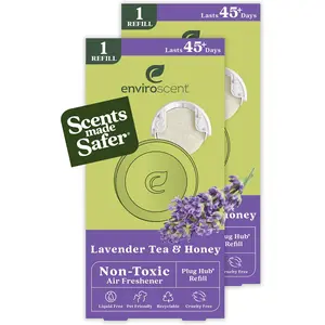 Enviroscent Non-Toxic Air Freshener Refills (Lavender Tea & Honey) Plug-in Air Freshener for Home | Essential Oil Plug In Refills | Home Fragrance Last Over 90 Days |2 Liquid Less Scent Pod Refills