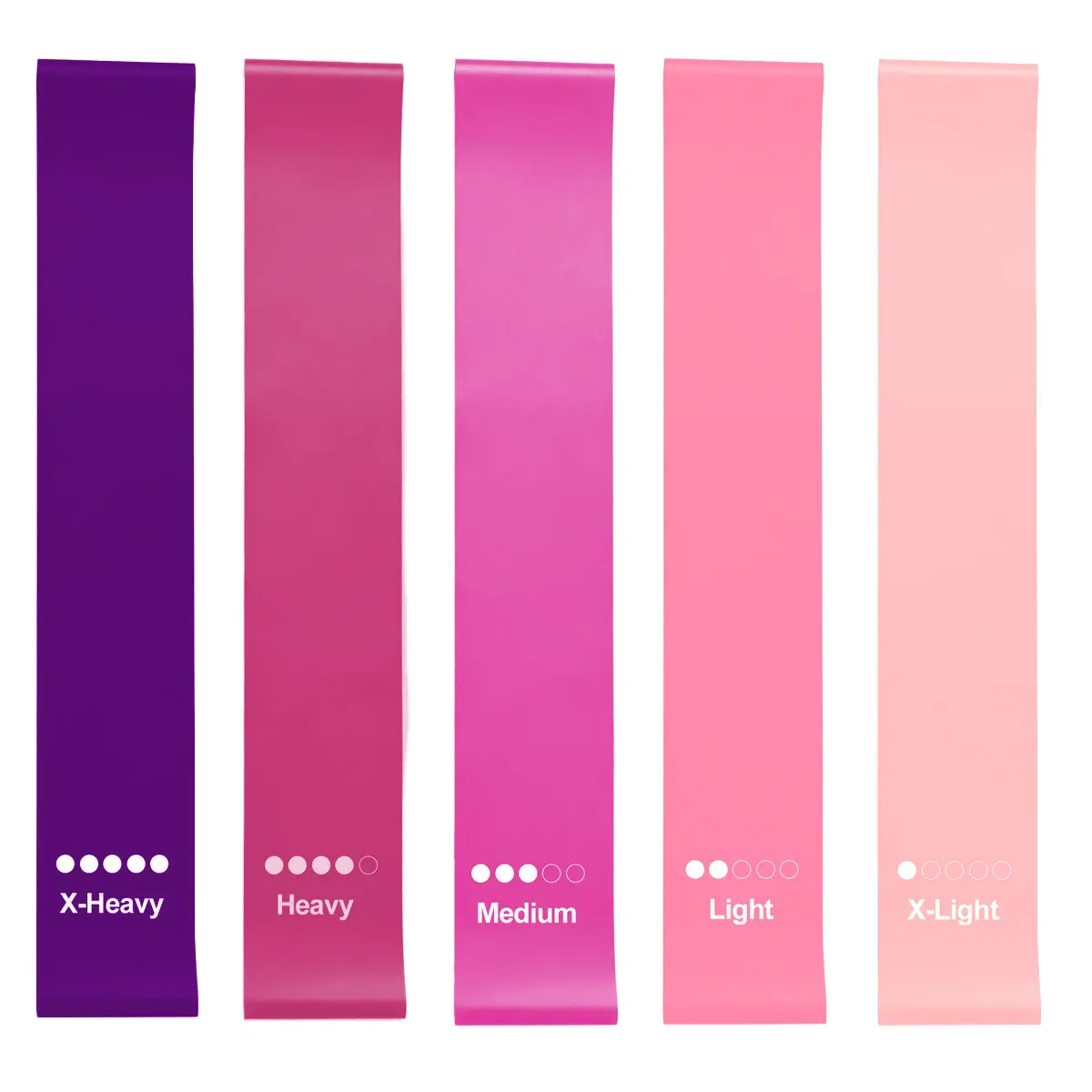 Set of 5 Resistance Loop Bands with Carry Bag, 5 Levels TPE Exercise Bands for Yoga Pilates Strength Training, Latex-Free Fitness Bands for Women Men, Pink