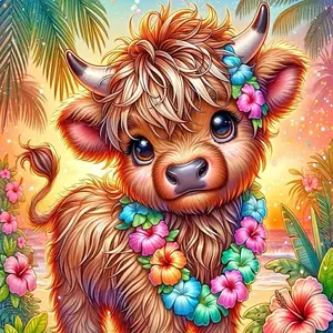 Highland Cow Pattern DIY Diamond Arts Colorful Painting Kit without Frame, 5D Diamond Decor Painting by Numbers Kit, DIY Wall Art Decor, Diamond Painting Kits