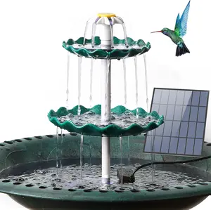 3.5W Solar Fountain & Bird Bath Set – 3-Level Feeder, Removable, Dark Green, for Garden/Outdoors.