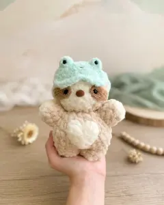 Crochet Sleep Sloth Plush, Amigurumi Sleep Mask Toy, Soft Comfort Companion, Handmade Doll