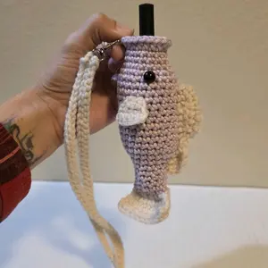 Crochet Bass Penjamin Holder Glow in the Dark Removable Lanyard Unique Design for Events