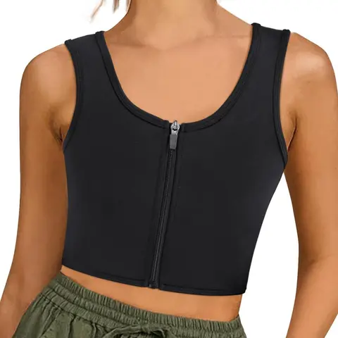Women's Solid Zipper Crop  Lingerie Tank Top, Solid Brami Tank, Casual Comfortable Breathable Lingerie for Daily Wear, Ladies Lingerie for All Seasons Essential Underwear, Under Clothing, Inner Wear