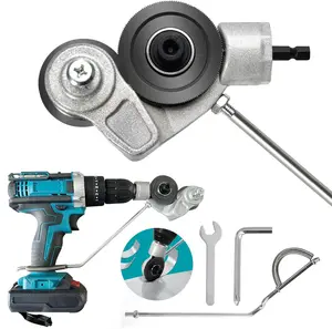 SETIPS Universal Electric Drill Plate Cutter,Electric drill refitting plate shears,Metal Nibbler Drill Attachment with Adapter, DlY Metal Drill Attachment, Sheet Metal Knife for Cutting lron,White Sheet, Steel,Copper, Aluminum